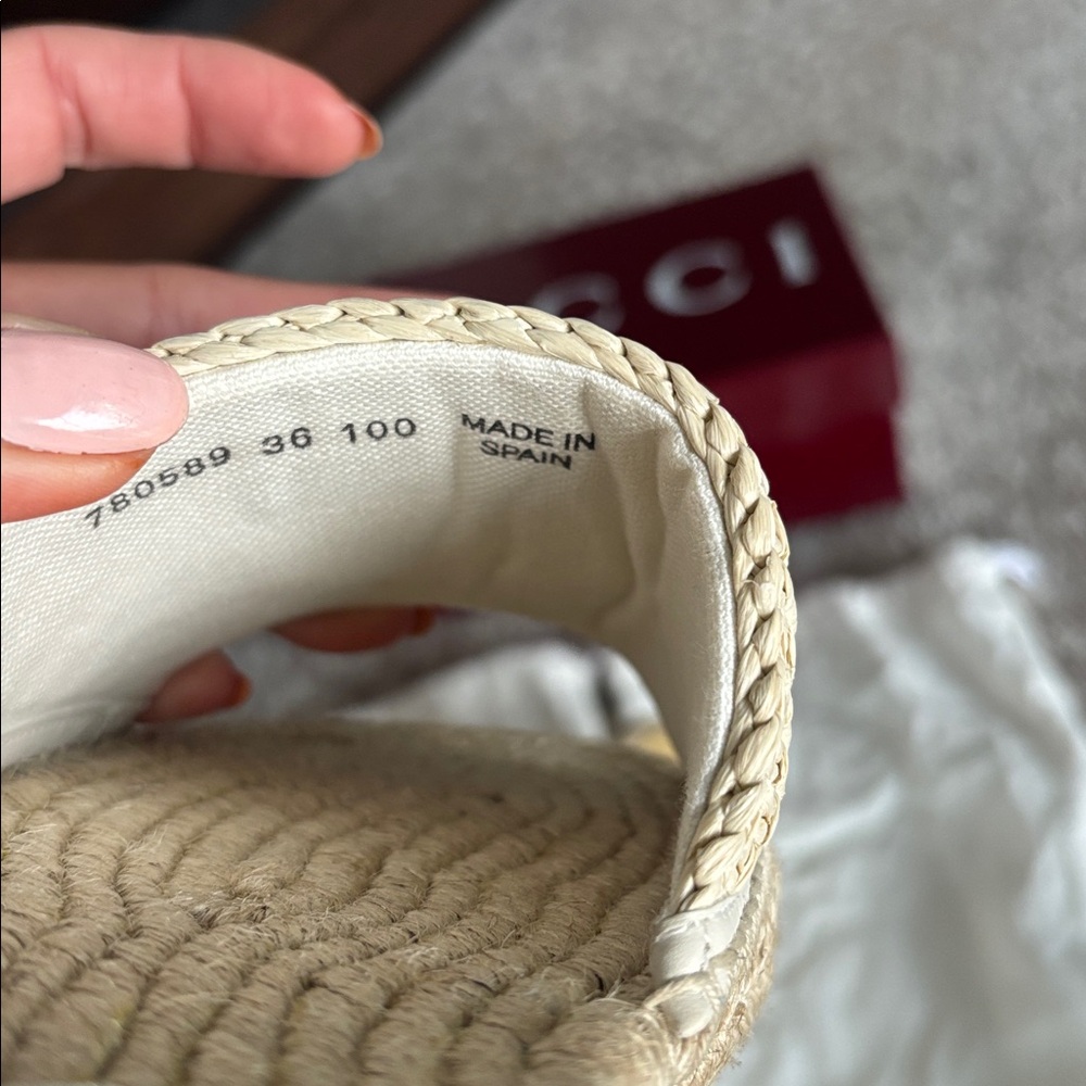 New with box! Authentic Gucci Women's Sz 36 Espadrille Slides with Crystal $930 - Picture 5 of 9